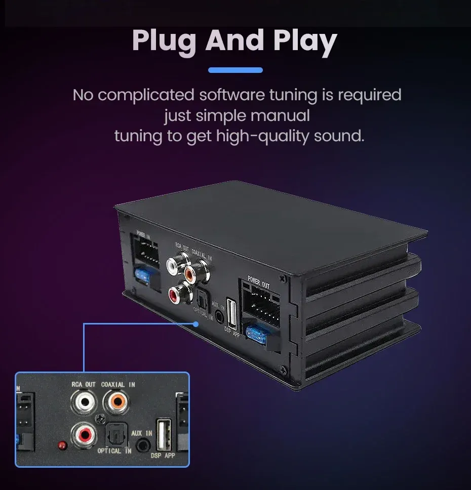 AUTOSHARK 4-Channel DSP Car Amplifier for Android Head Units