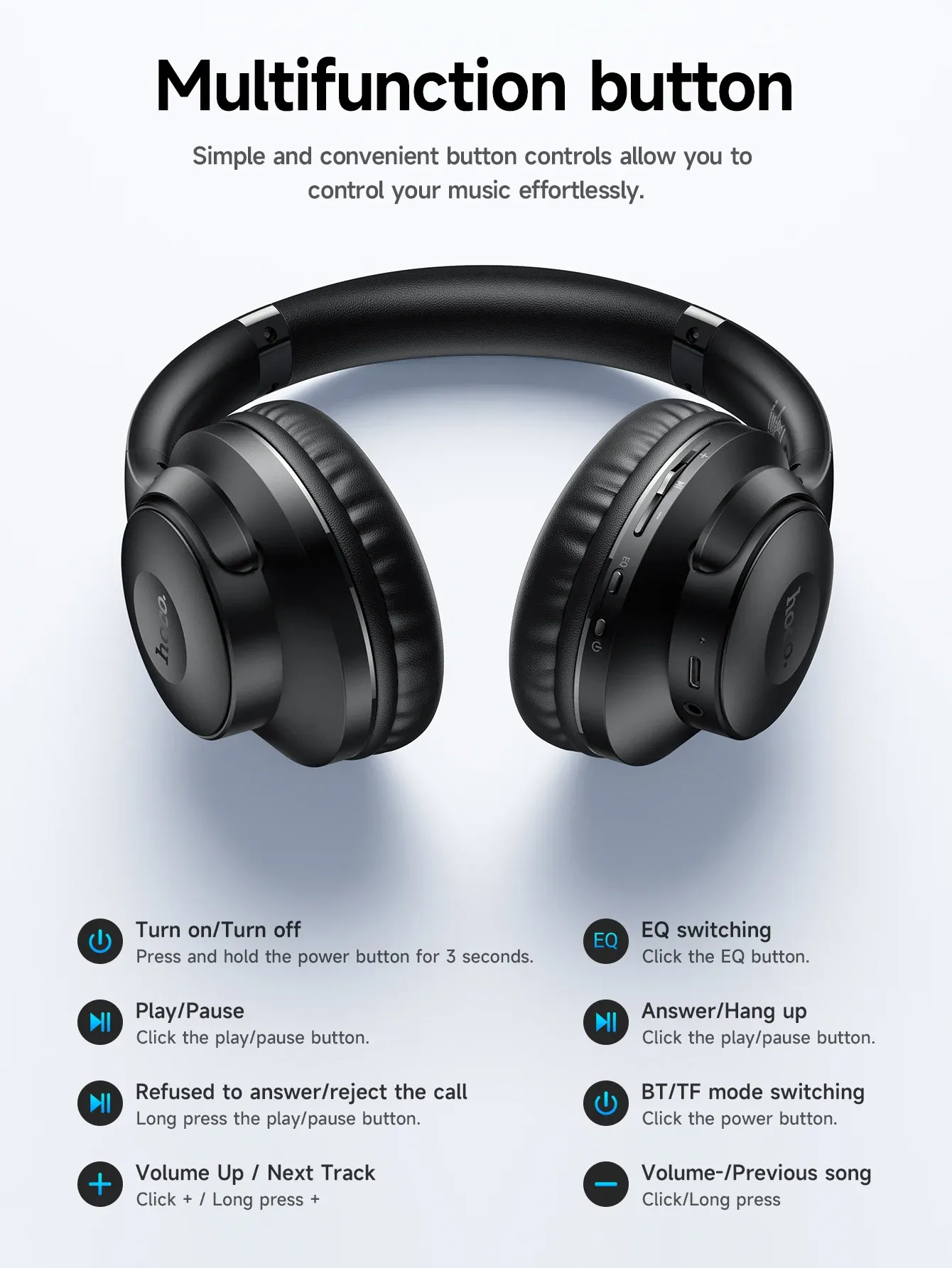 HOCO W71 Foldable Bluetooth Over-Ear Headphones