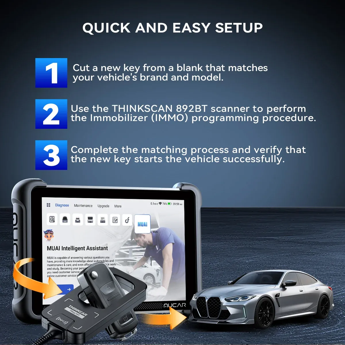 MUCAR 892BT Bi-Directional ECU Coding Diagnostic Scanner