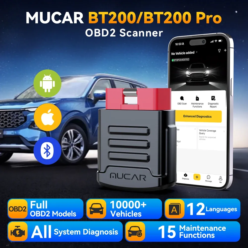 MUCAR BT200 Pro Bluetooth OBD2 Diagnostic Scanner