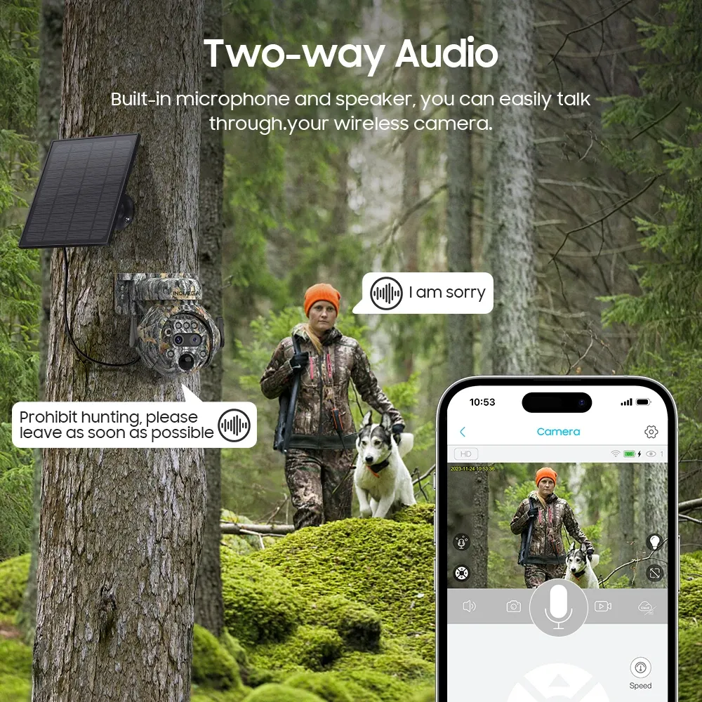 INQMEGA 8MP Solar 4G/Wi‑Fi Forest Security Camera
