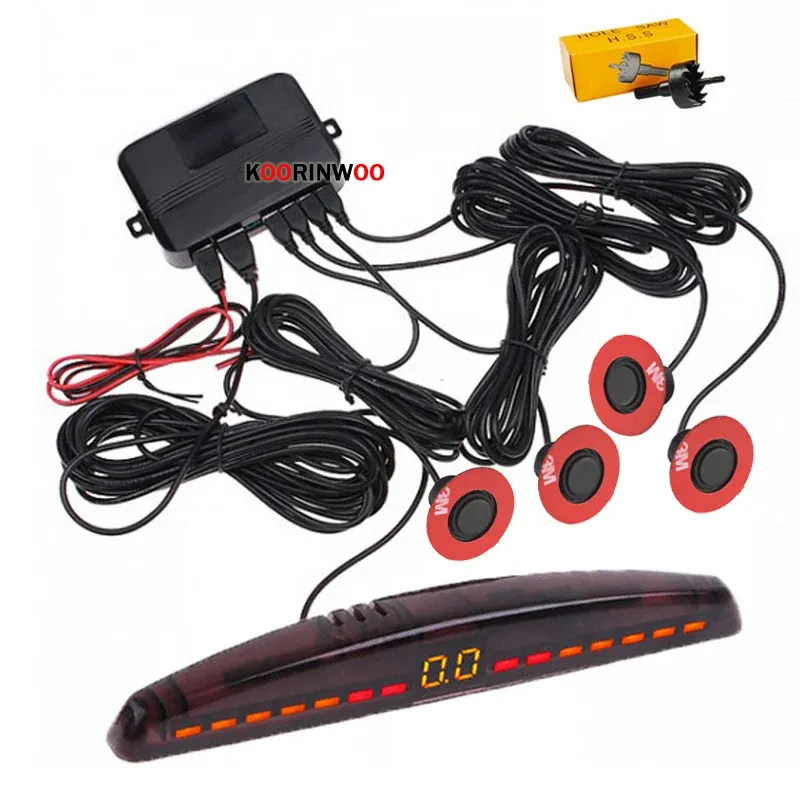 Koorinwoo 4-Sensor Flat Parking Radar Kit with LED Display