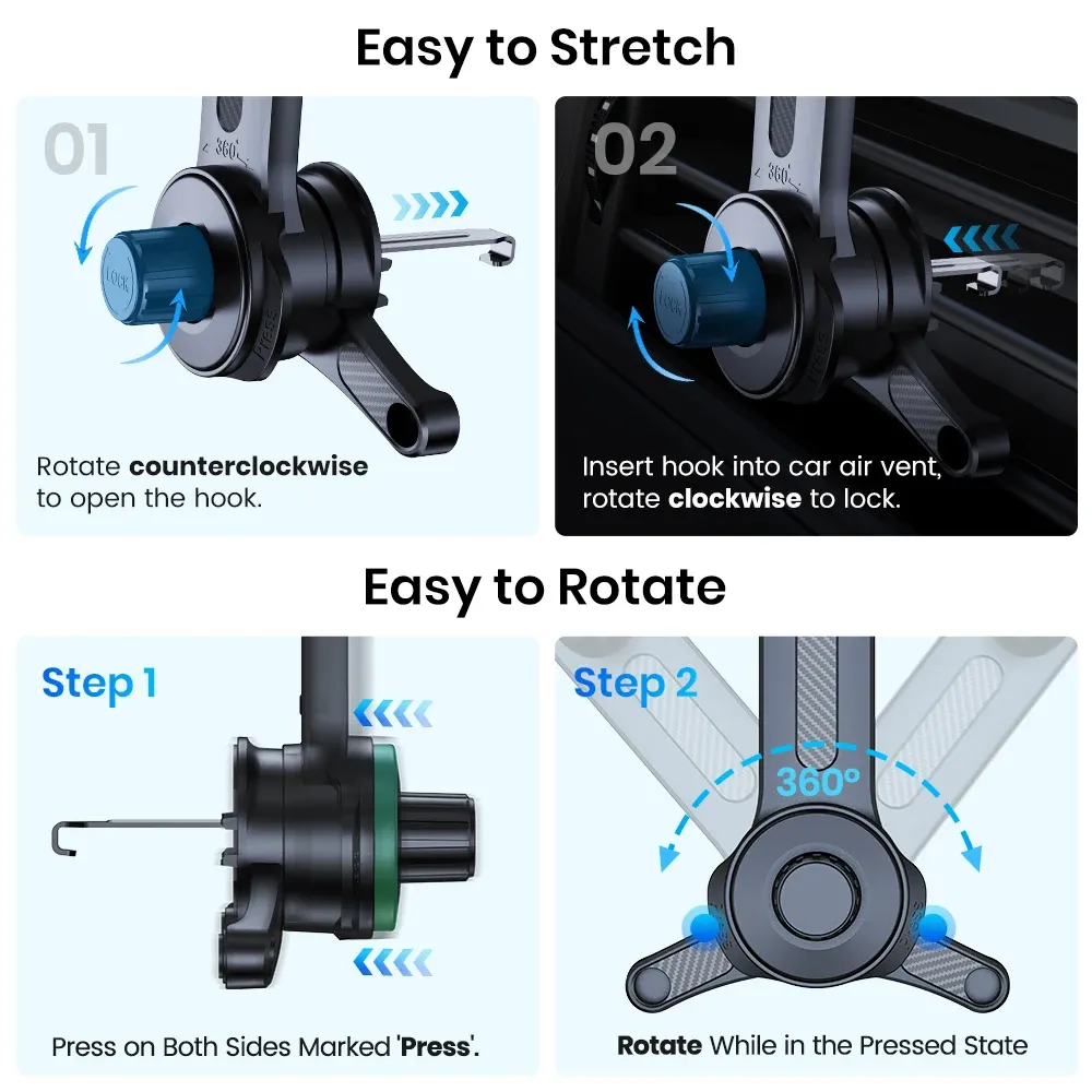 TOPK D37T Magnetic Car Phone Mount with Extended Arm