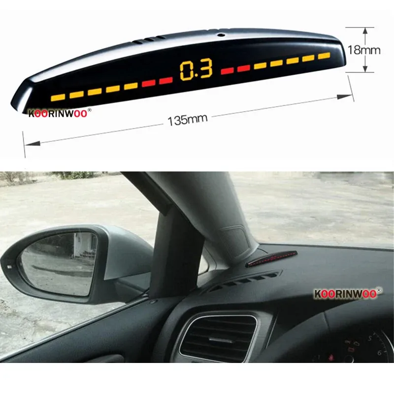 Koorinwoo 8-Sensor Flat Parking Radar Kit with LED Display
