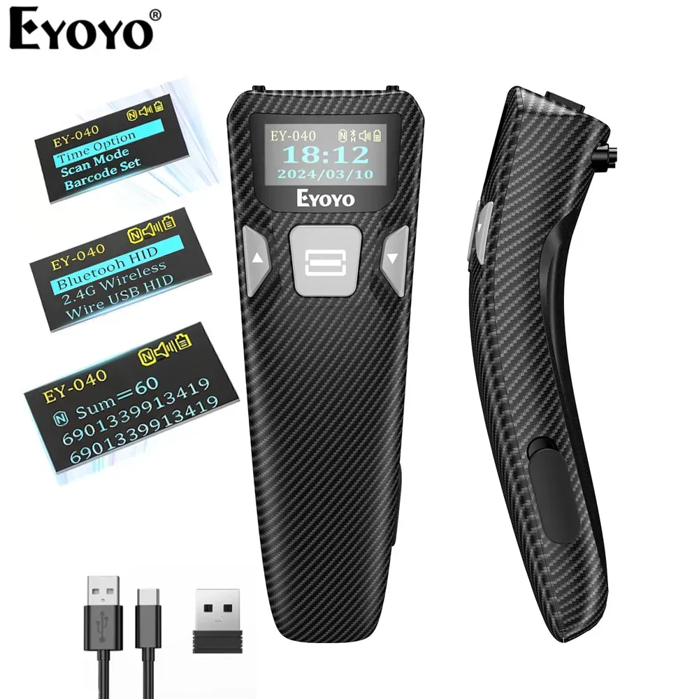 EYOYO Bluetooth 1D/2D QR Scanner with LCD Display