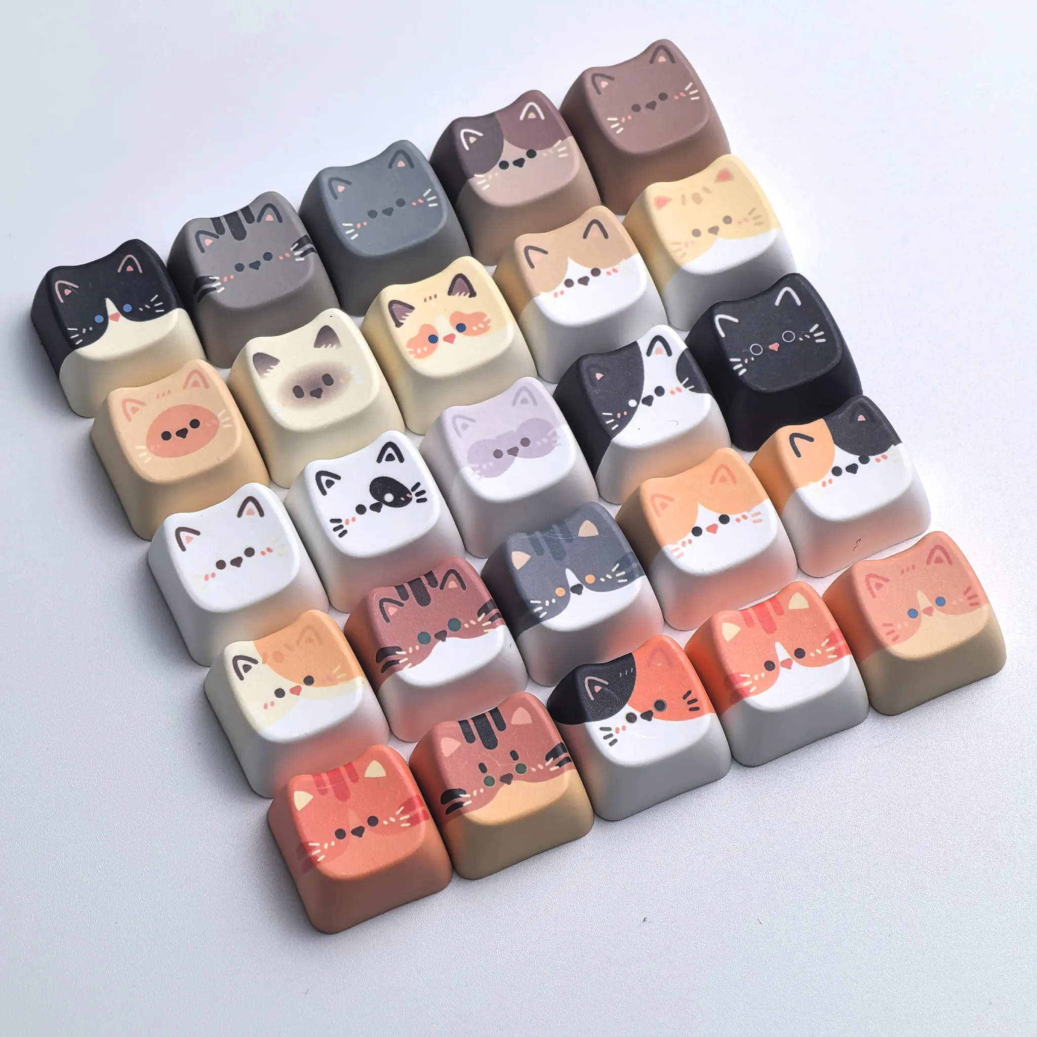 MAIMOOO Cute Cat PBT Keycap Set for Compact Mechanical Keyboards