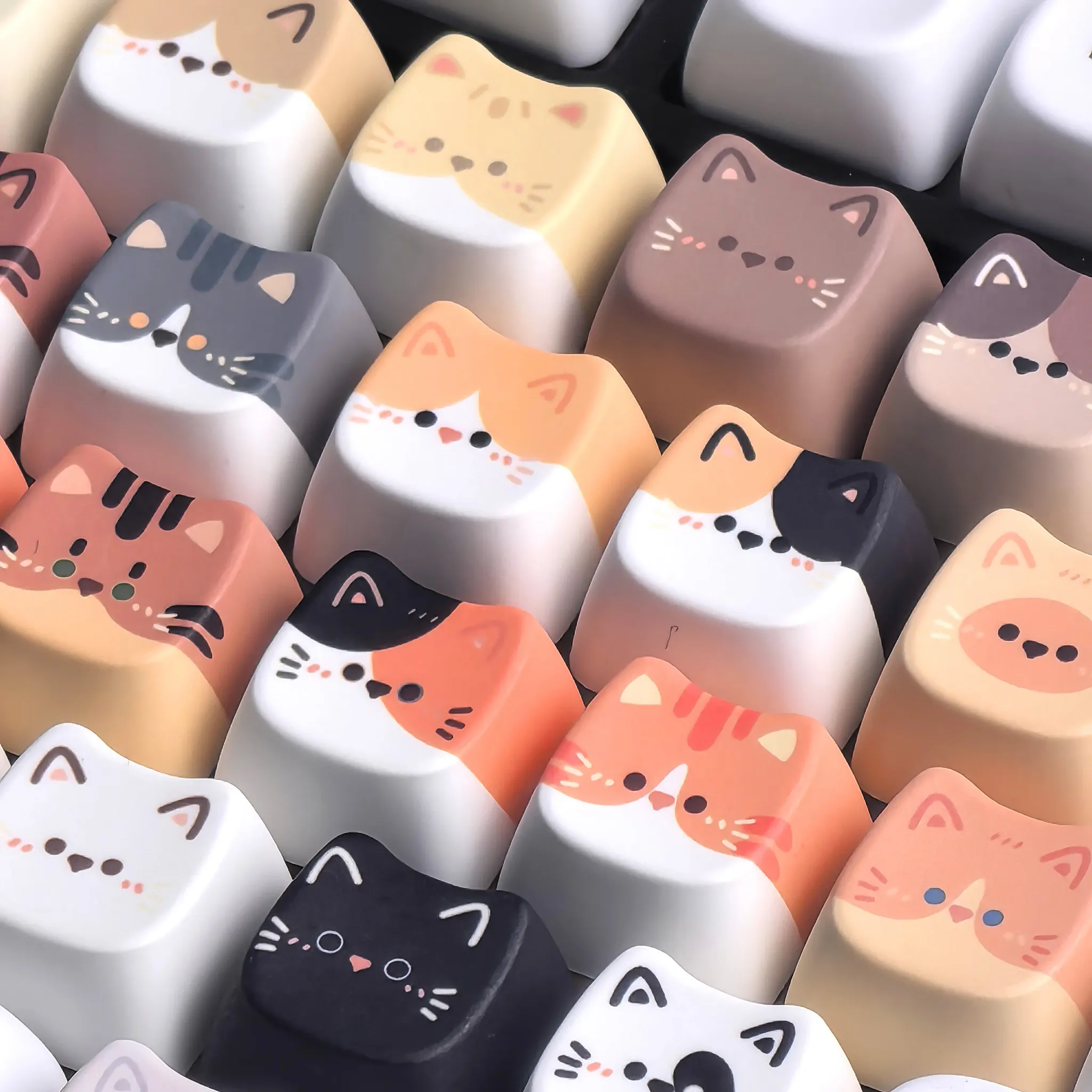 MAIMOOO Cute Cat PBT Keycap Set for Compact Mechanical Keyboards
