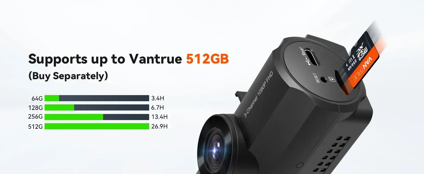 Vantrue N4 3-Channel 4K Dash Cam with GPS and Night Vision