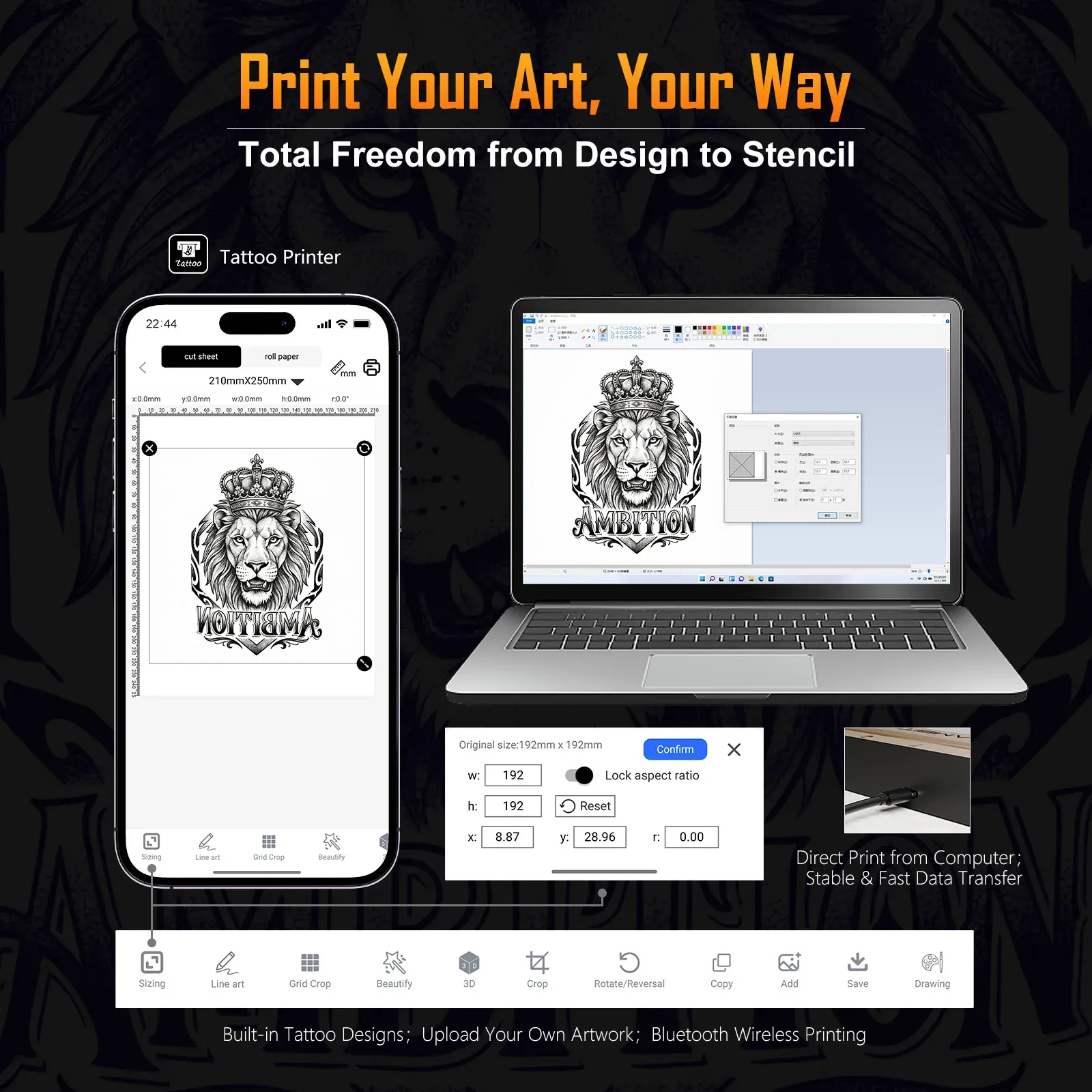 Ambition A4 Wireless Tattoo Stencil Printer