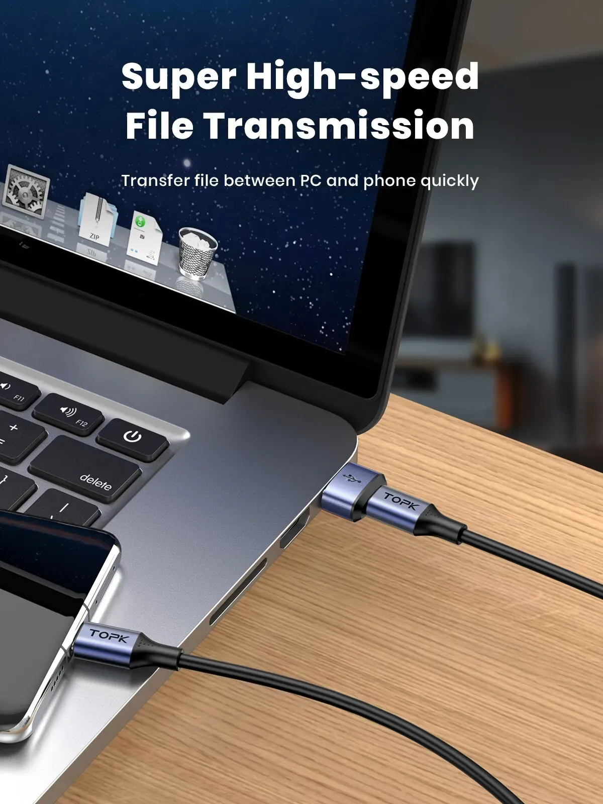 TOPK AT13 USB-C to USB-A OTG Fast Sync Adapter