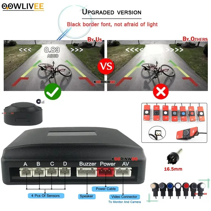 Koorinwoo 4-Sensor Visible Rear Parking Radar Kit