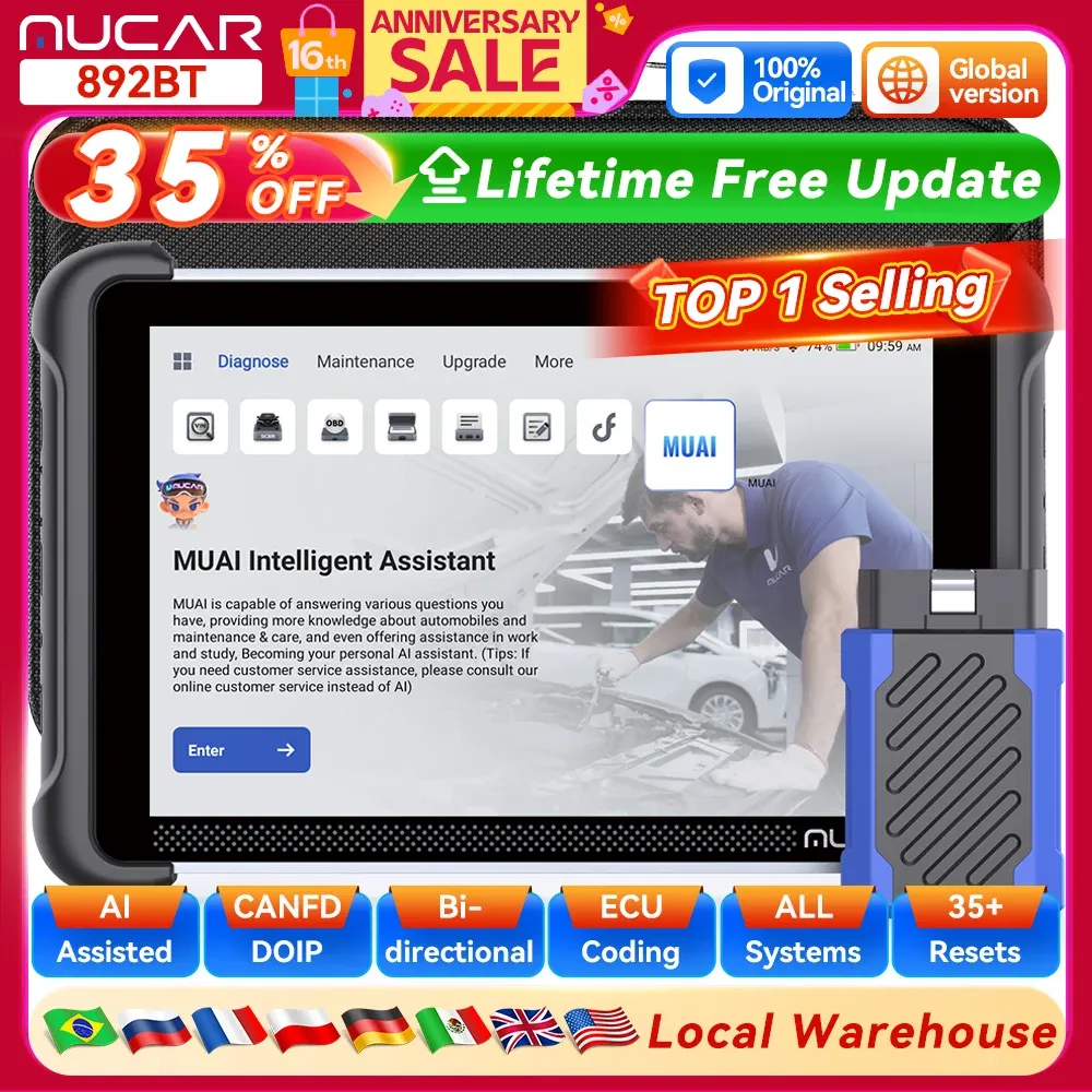 MUCAR 892BT AI OBD2 Scanner with ECU Coding