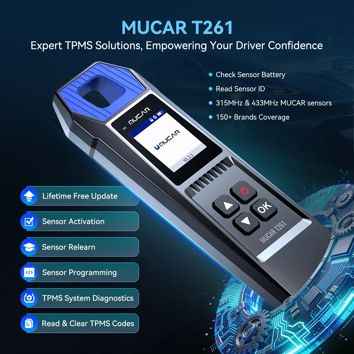 MUCAR T261 Bluetooth TPMS Sensor Activation Tool
