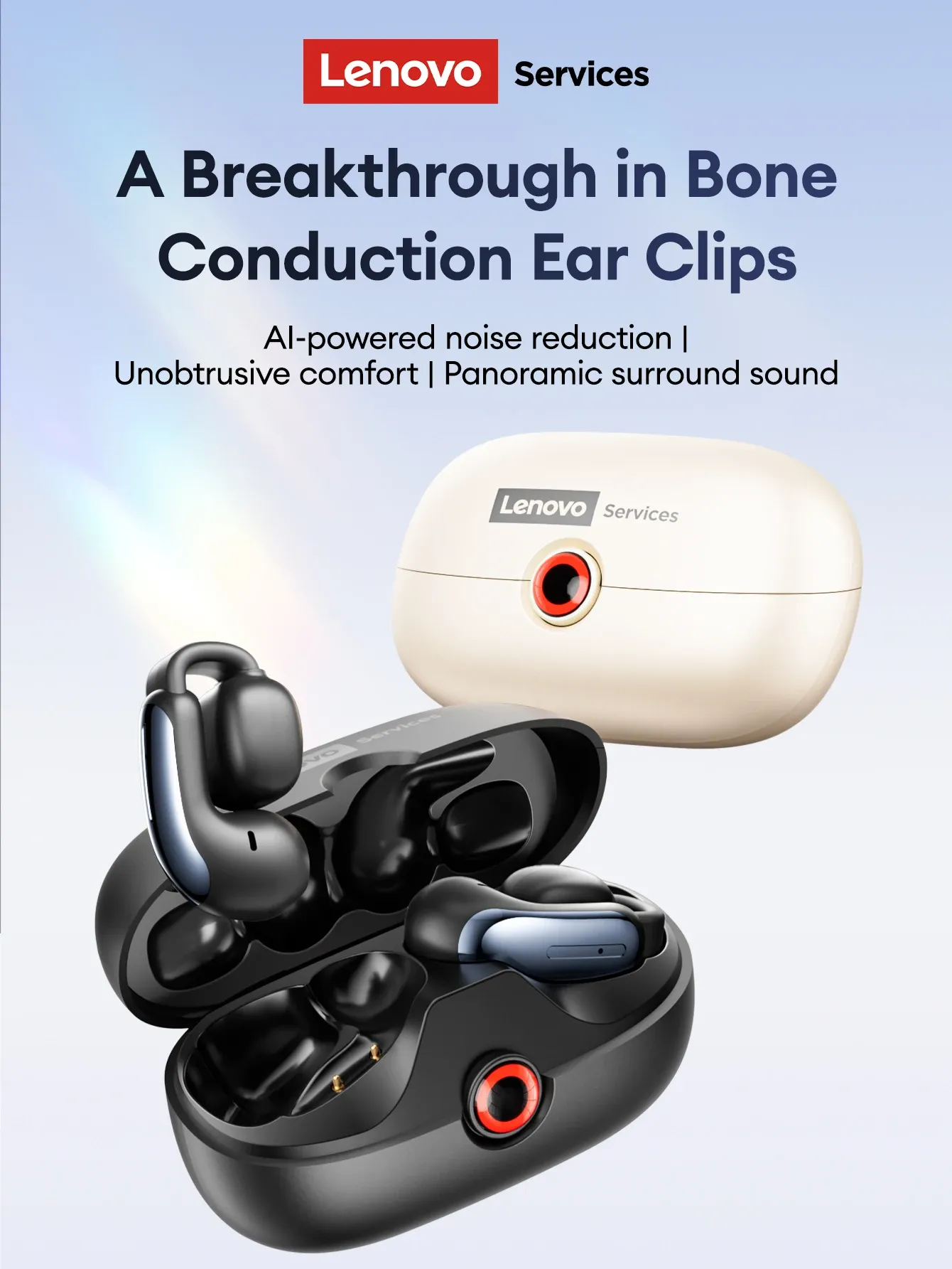 Lenovo LES-108 Bone Conduction Ear Clip Wireless Earbuds