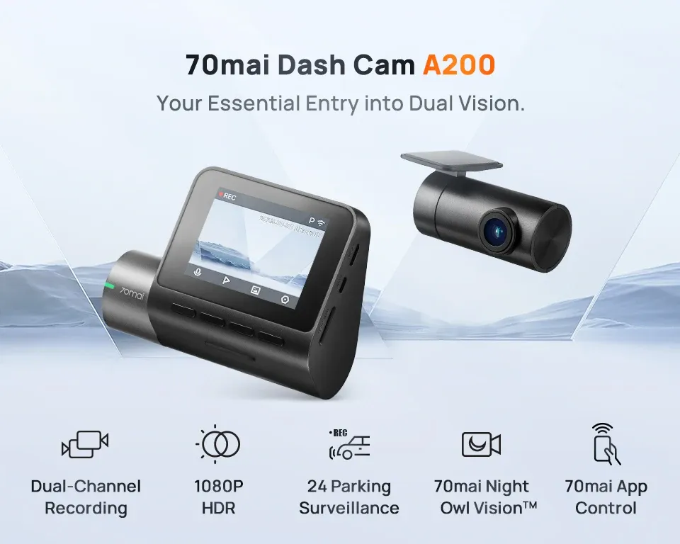 70mai A200 1080P Dual-Channel Dash Cam