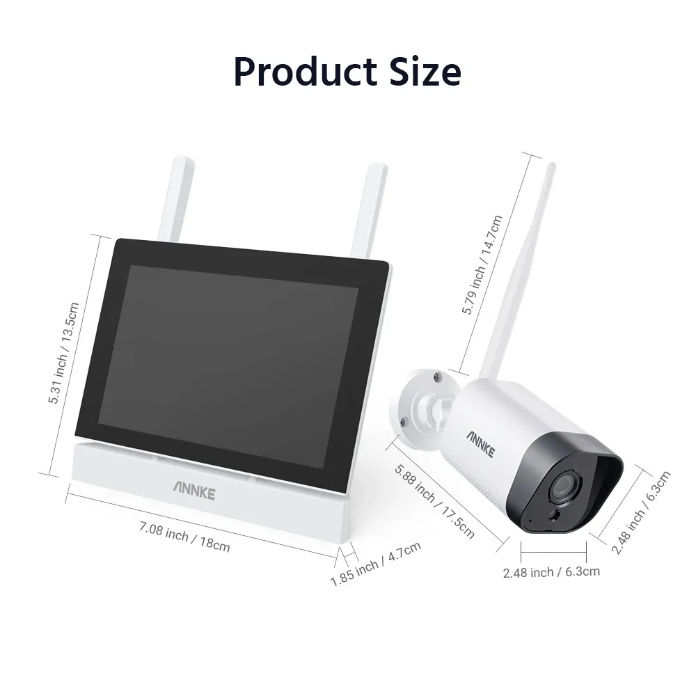 Annke Wireless 4-Channel Outdoor CCTV Kit with 7-Inch Touch Monitor
