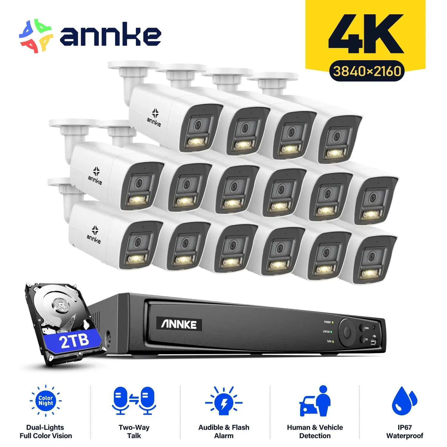 ANNKE 16-Channel 8MP PoE 4K Security Camera Kit