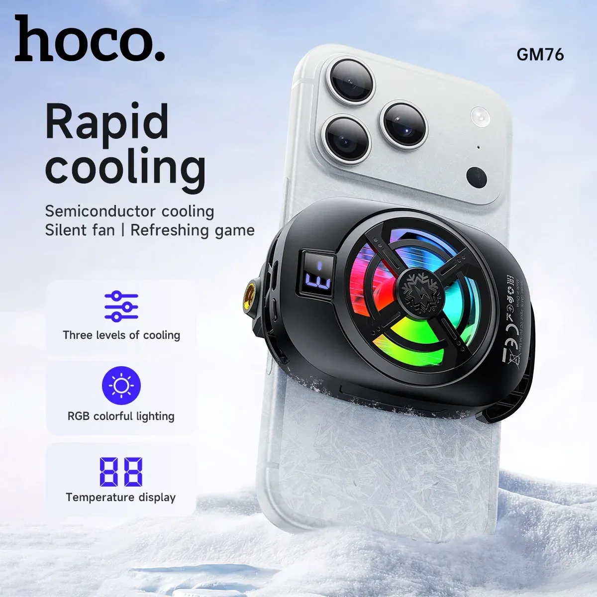 HOCO GM76 Universal Phone Cooler with Digital Display