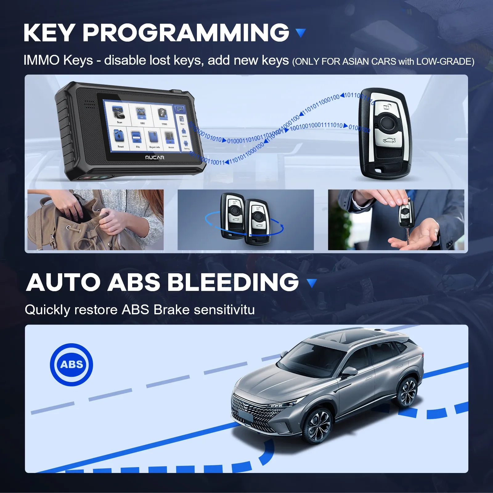 MUCAR VO6 Full-System Car Diagnostic Scanner with 28 Resets