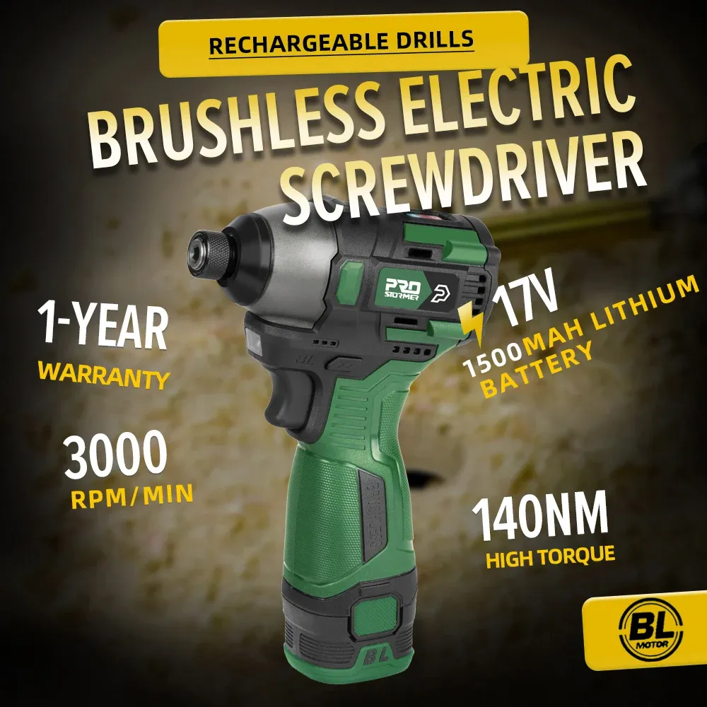 PROSTORMER 17V Brushless Cordless Screwdriver 140Nm