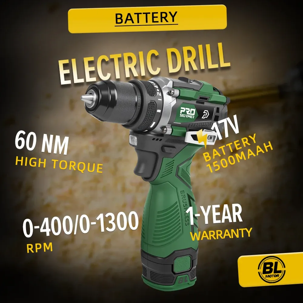 PROSTORMER 17V Brushless Cordless Drill 60Nm Compact Driver