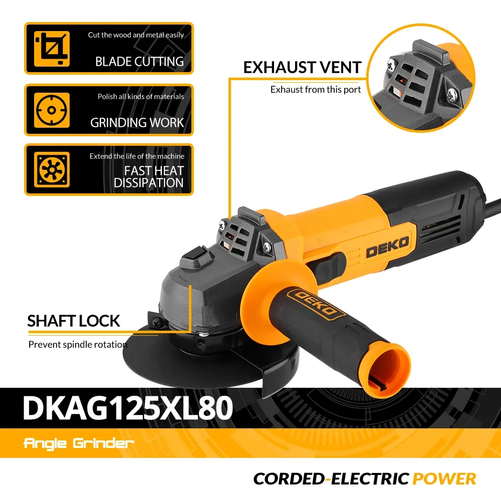 DEKO 115mm 800W Corded Angle Grinder