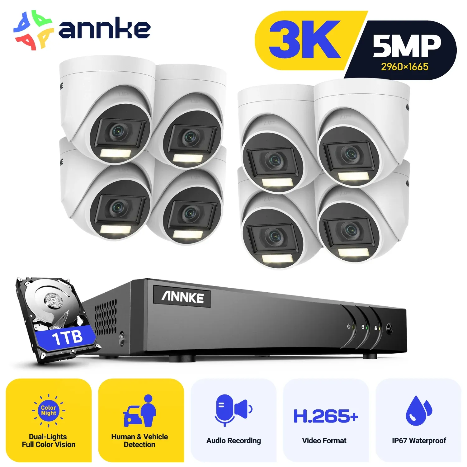 ANNKE 8-Channel 5MP Lite Wired DVR Camera System