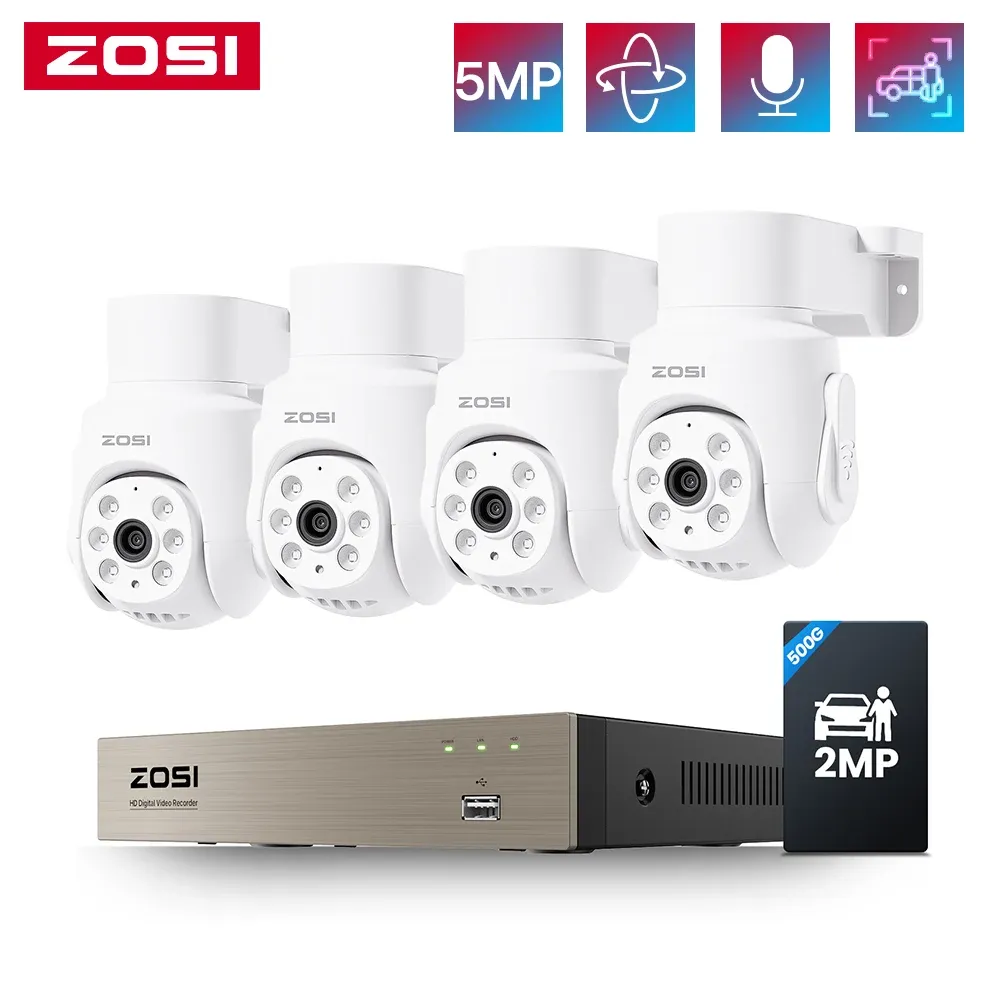 ZOSI 5MP 360° Wired PTZ CCTV Kit with DVR