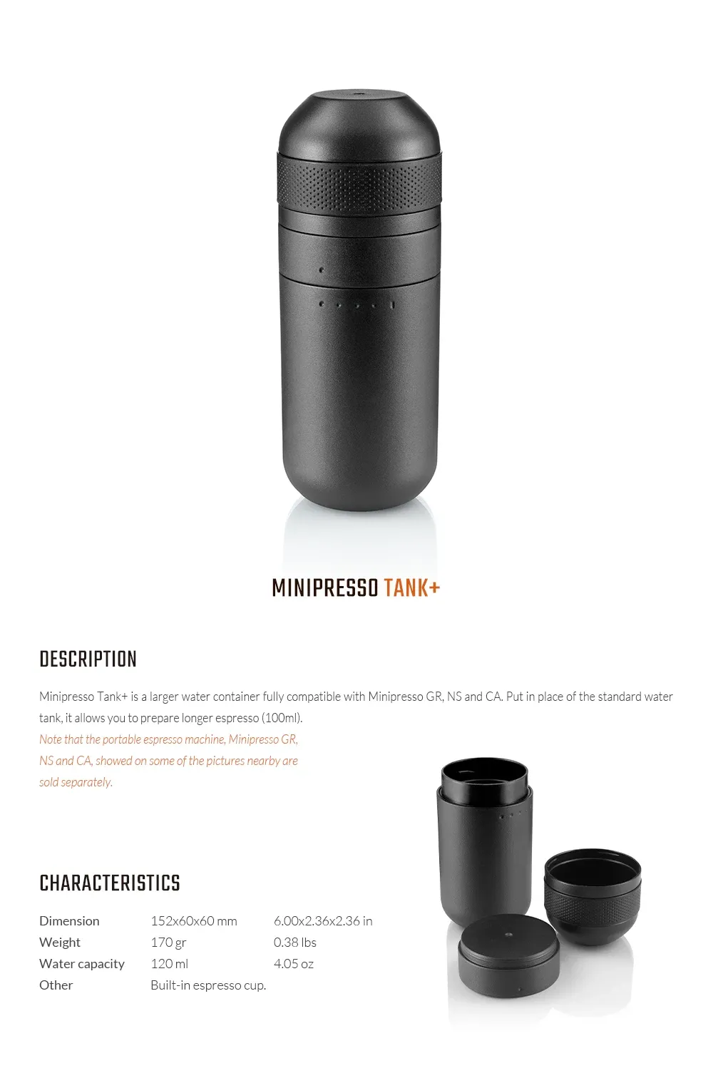 Wacaco Minipresso Tank+ 120ml Water Reservoir Accessory