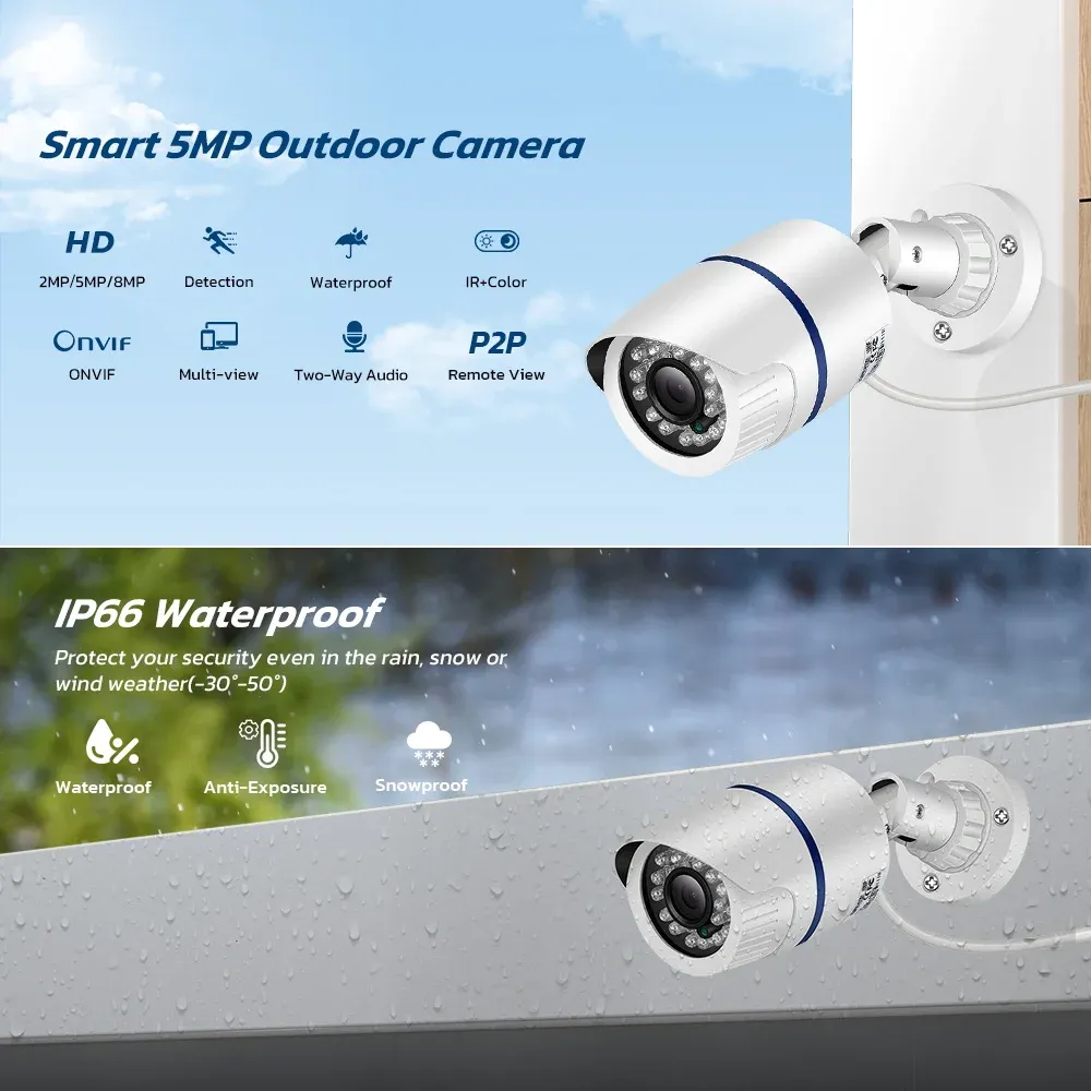 BESDER 8MP PoE Outdoor Bullet Security Camera