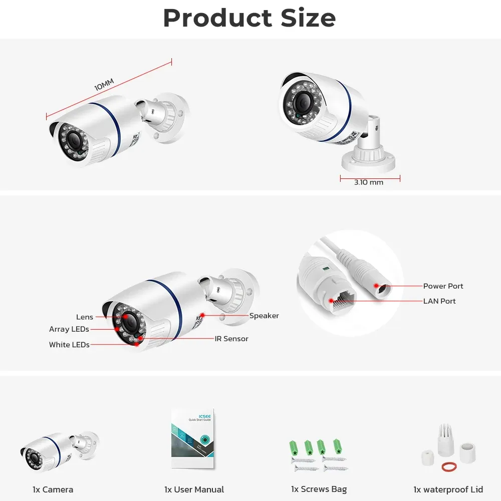 BESDER 8MP PoE Outdoor Bullet Security Camera
