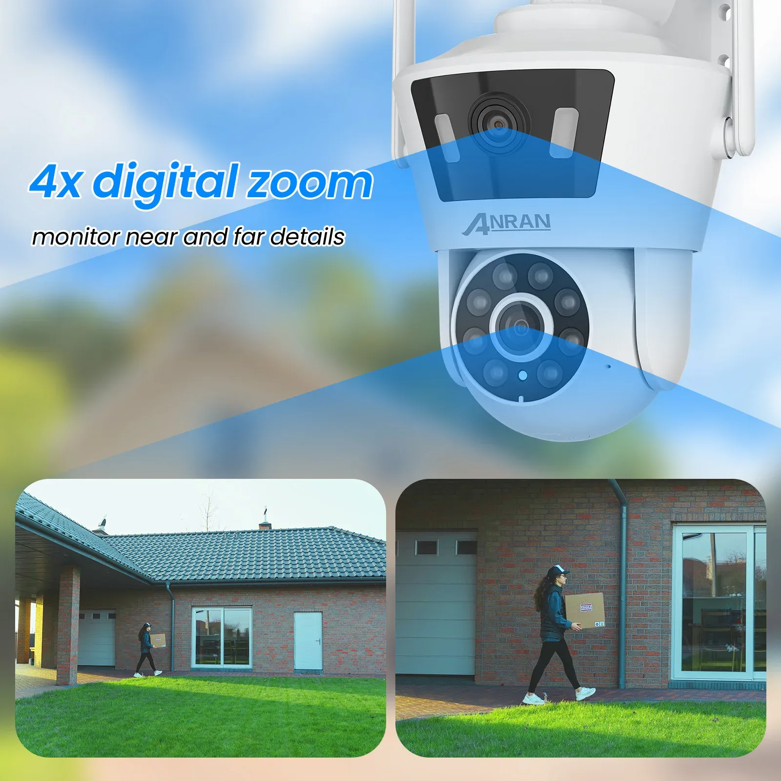 ANRAN P7 Dual-Lens 4MP WiFi Outdoor PTZ Camera