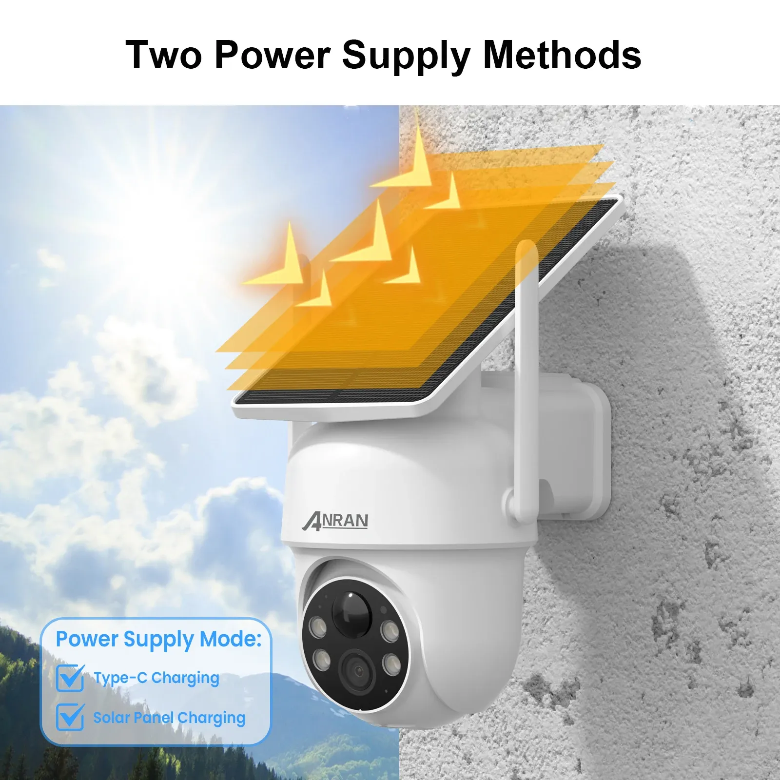 ANRAN 2K Solar PTZ WiFi Outdoor Security Camera