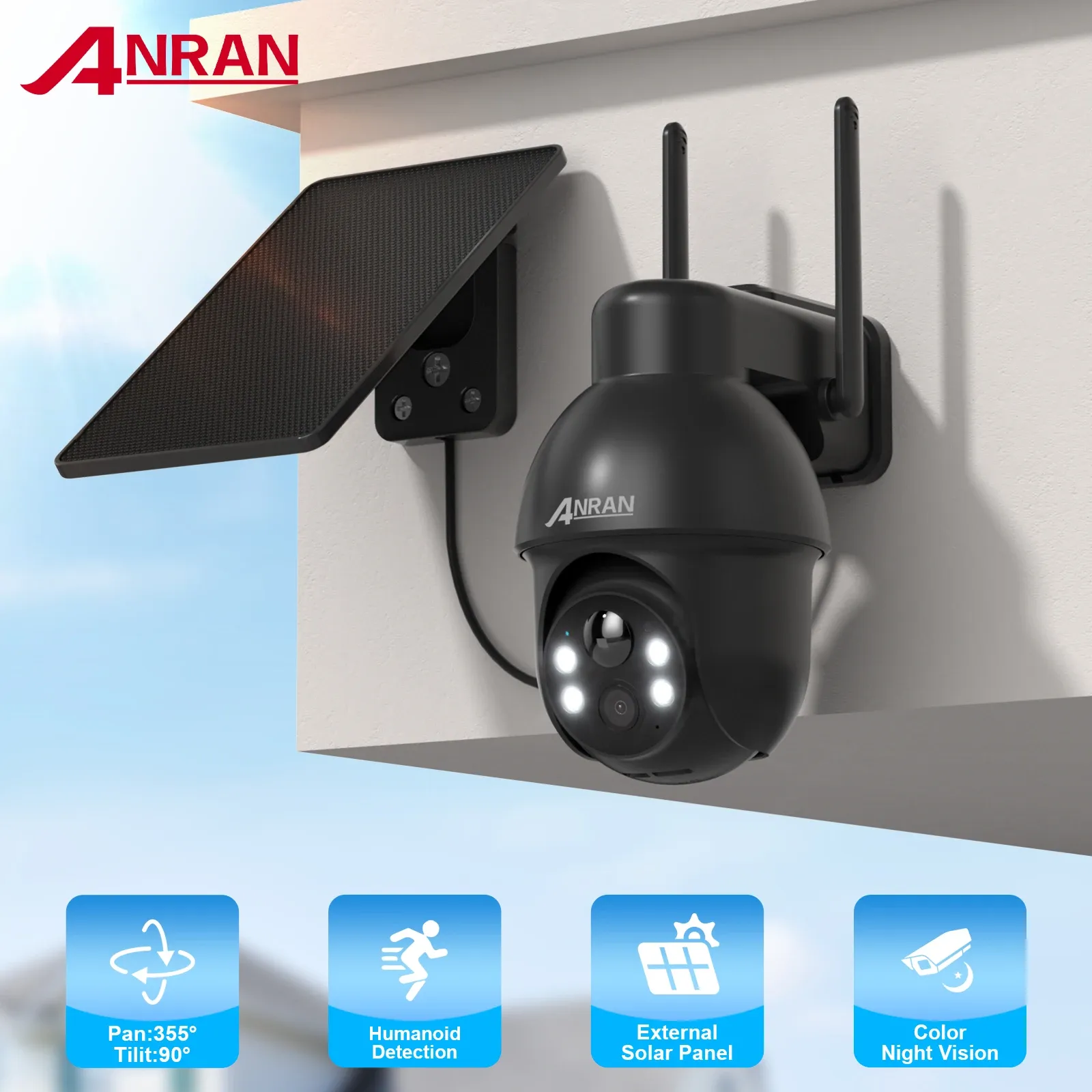 ANRAN 5MP Solar PTZ Outdoor Security Camera