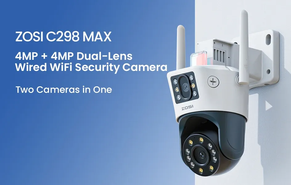 ZOSI C298 Dual-Lens 8MP WiFi PTZ Outdoor Security Camera