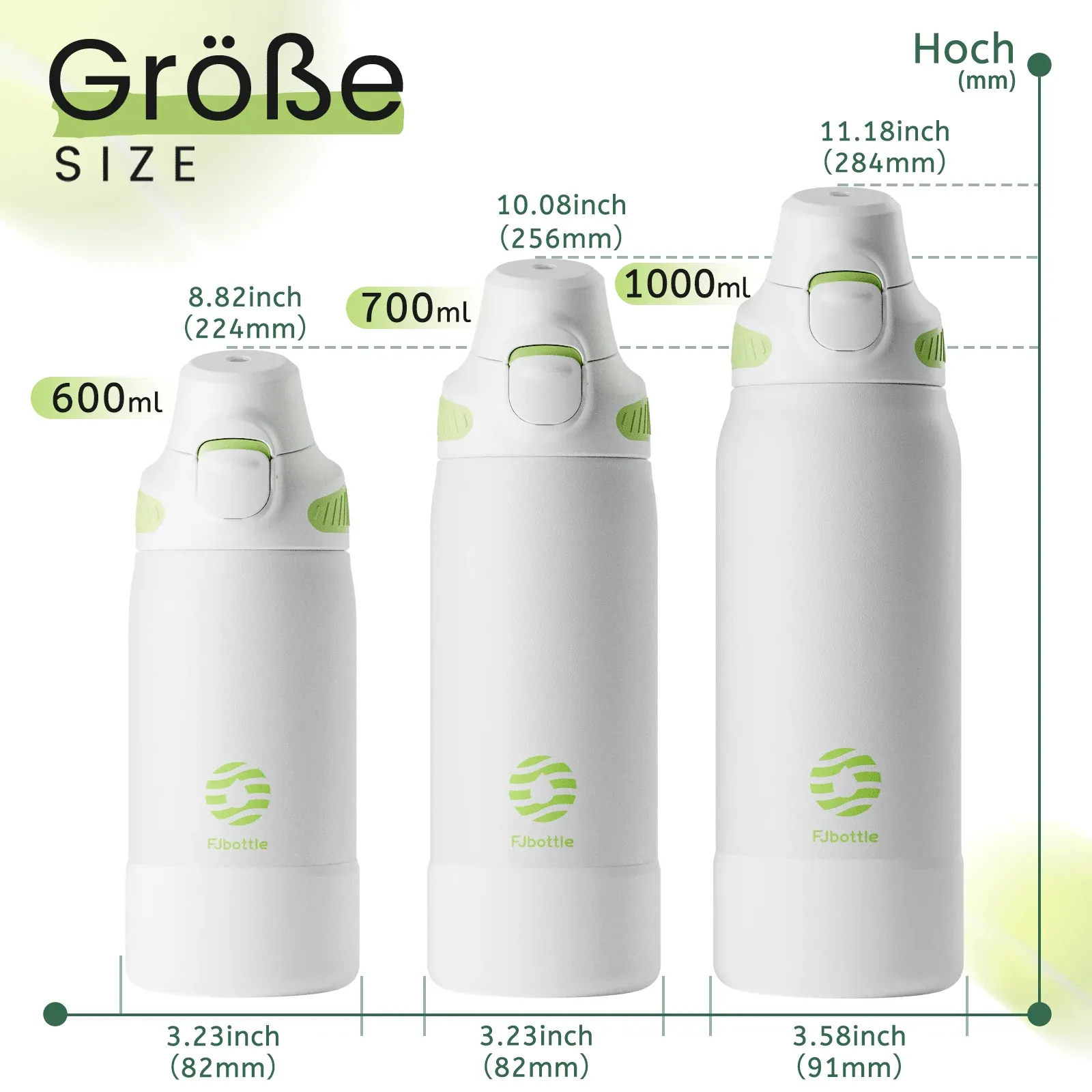 Fjbottle Magnetic Vacuum Thermos Bottle 600ml/1000ml