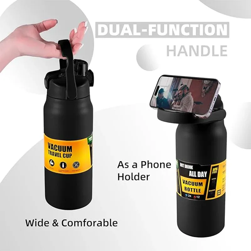 Vacuum Insulated Stainless Steel Thermos Bottle with Dual-Drink Lid