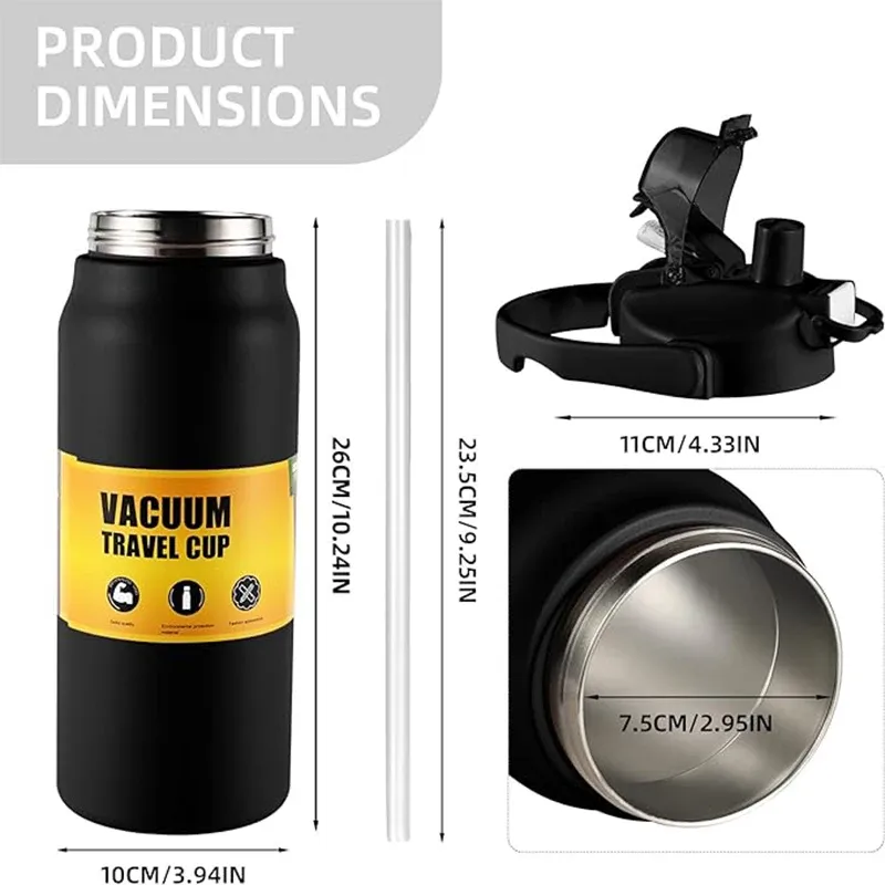 Vacuum Insulated Stainless Steel Thermos Bottle with Dual-Drink Lid