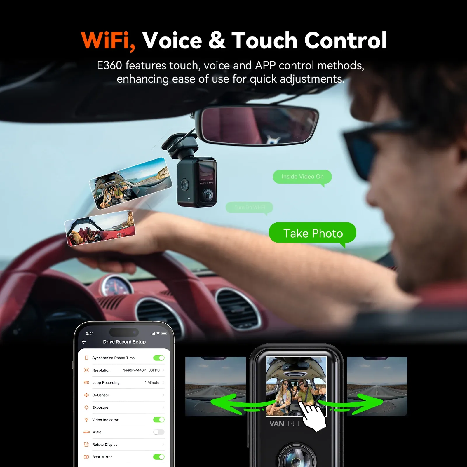 Vantrue E360 5.2K 360° Panoramic Dash Cam