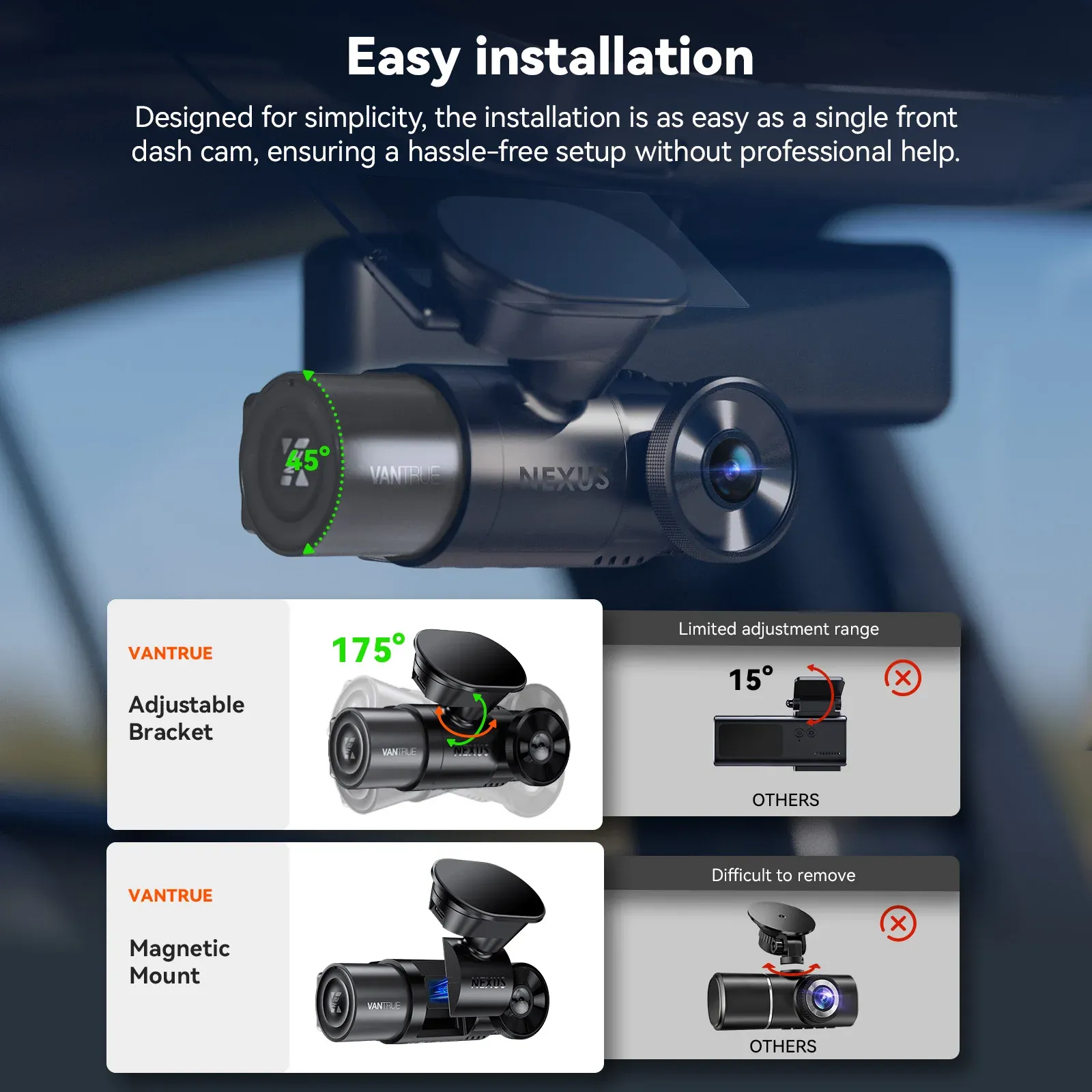 Vantrue N2X 2.7K HDR Dual Dash Cam with STARVIS 2