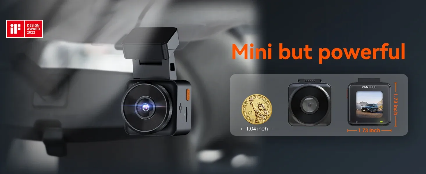 Vantrue E1 2.7K WiFi Mini Dash Cam with GPS and Voice Control