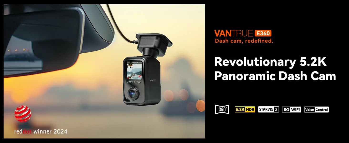 Vantrue E360 5.2K 360° Panoramic Dash Cam