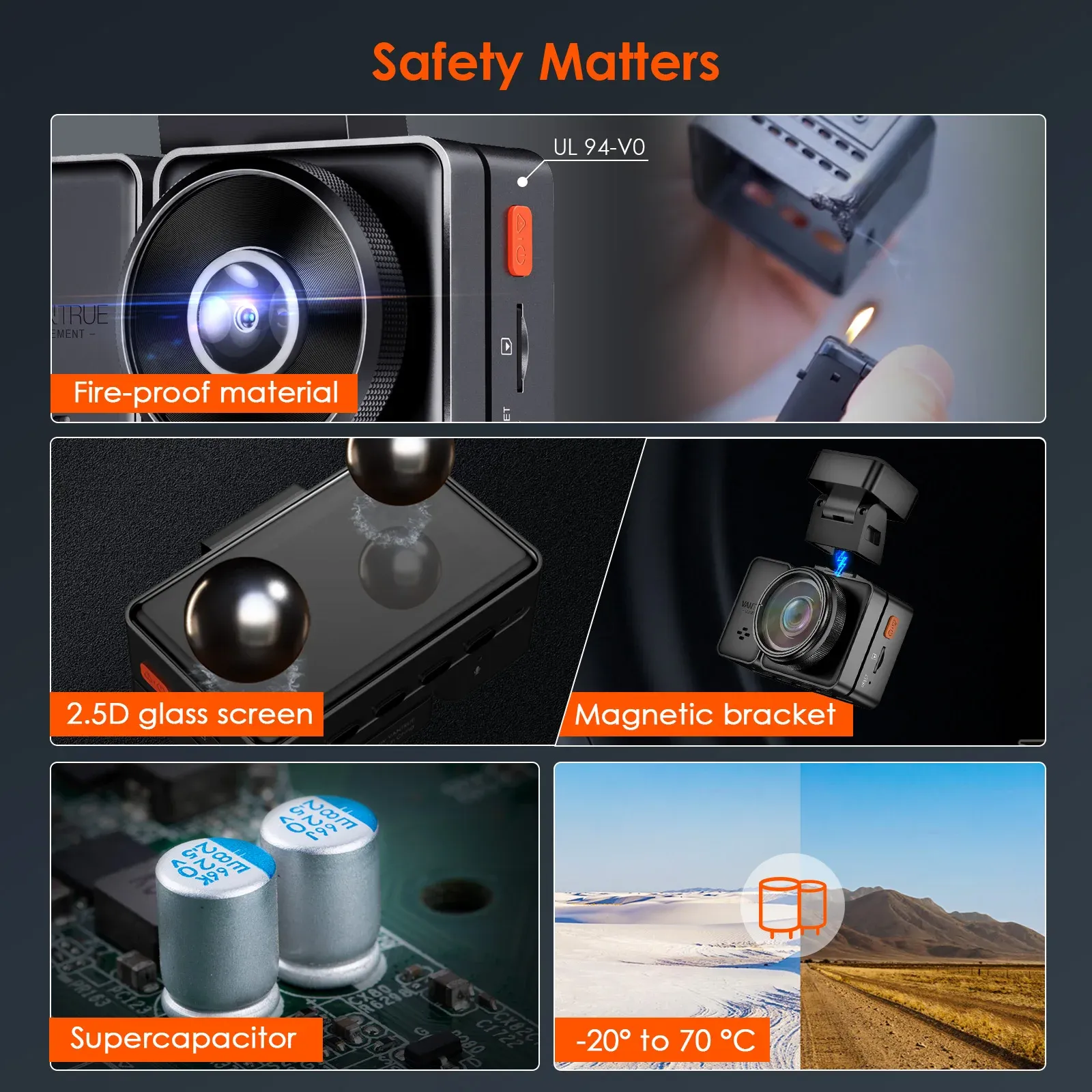 Vantrue E2 Dual 2.7K Dash Cam with Voice Control and GPS