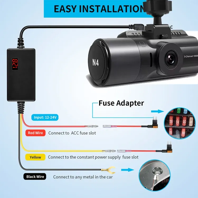 Vantrue Type-C Dash Cam Hardwire Kit with Low-Voltage Protection