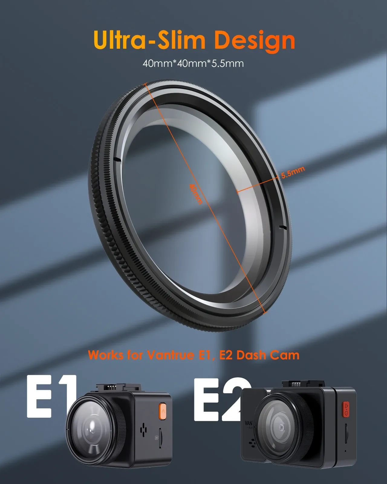 Vantrue 40mm Ultra-Slim CPL Filter for E1, E2, E3 and N5 Dash Cams