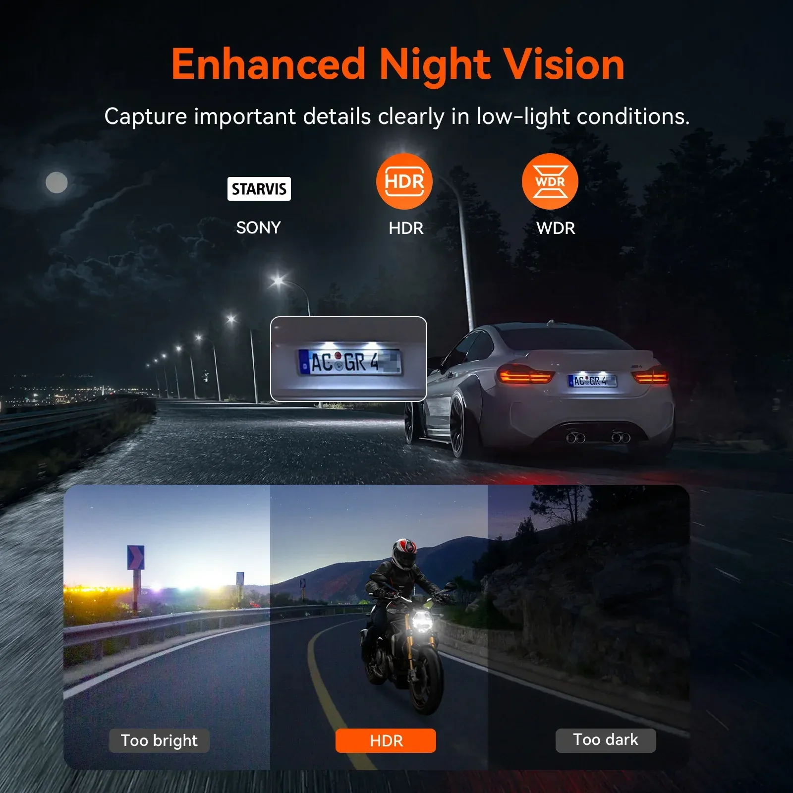 Vantrue F1 4K Waterproof Motorcycle Dash Cam