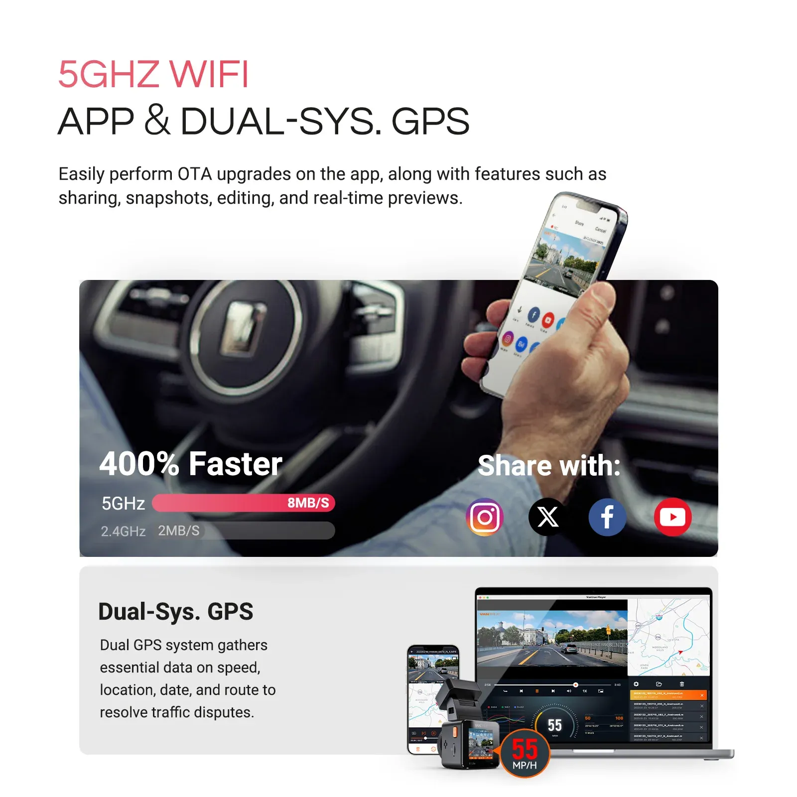 Vantrue E1 Pro 4K Mini Front Dash Cam with STARVIS 2