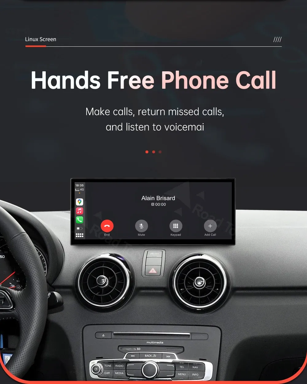 RoadTop 12.3-Inch Linux CarPlay Display for Audi A1