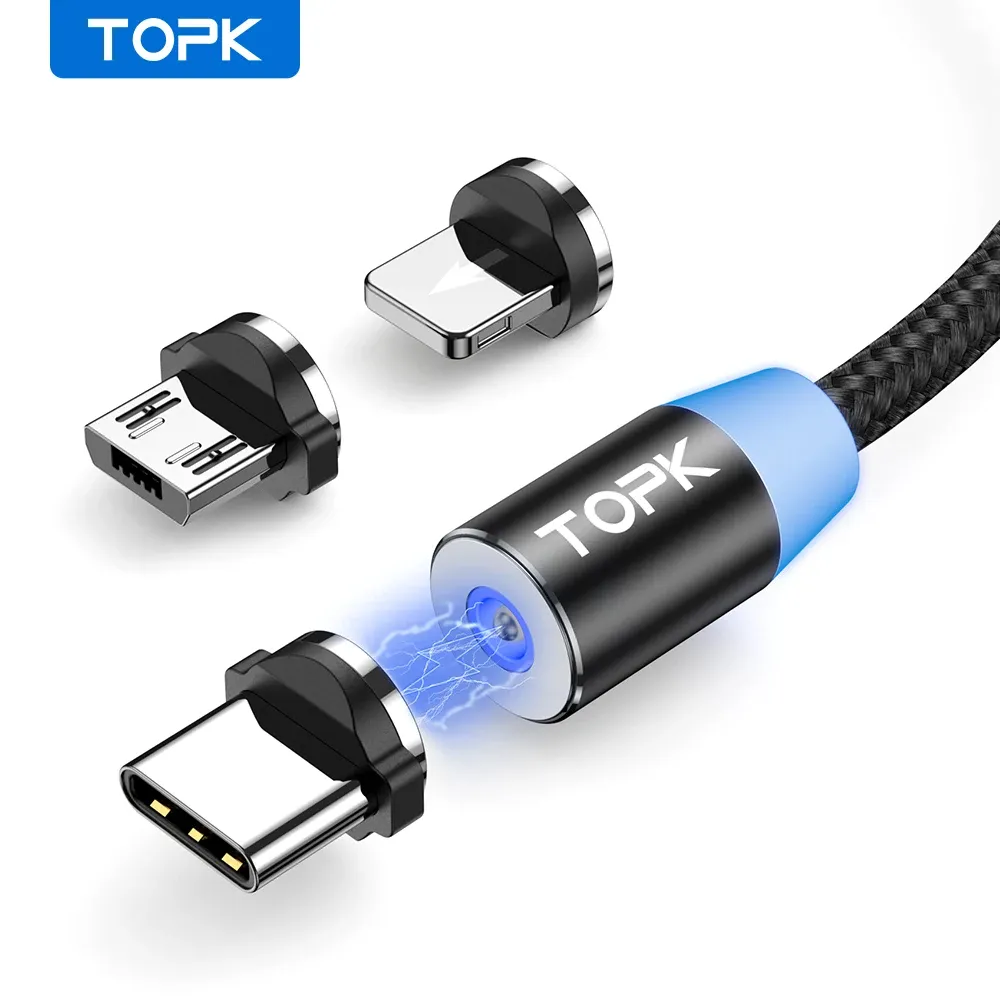 TOPK 3-in-1 Rotating Magnetic Charging Cable