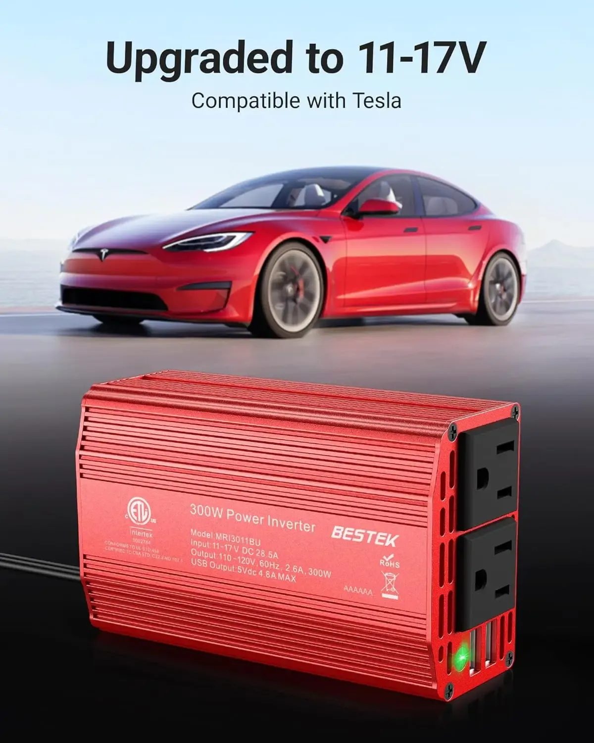 BESTEK 300W Car Power Inverter with Dual USB